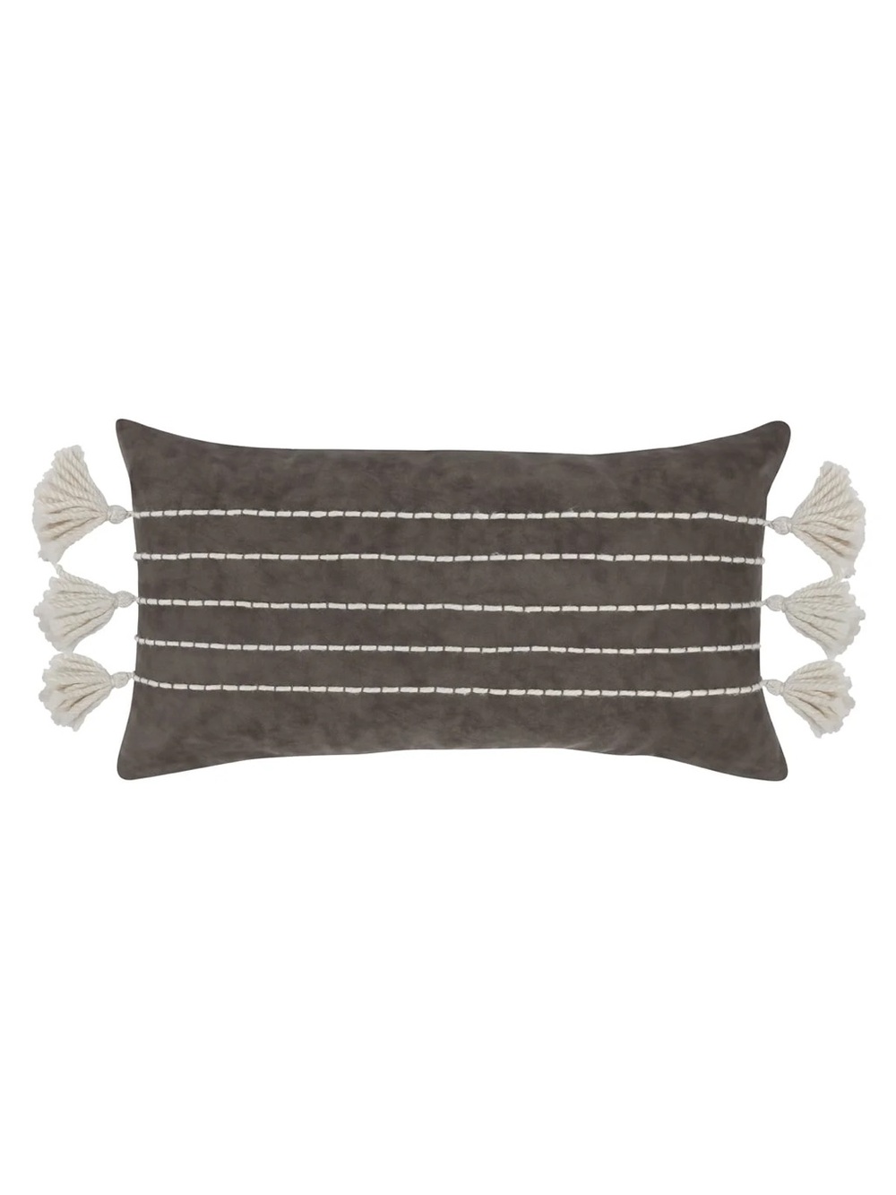 NWT VILA Lumbar Pillow with White Tassel Stripes